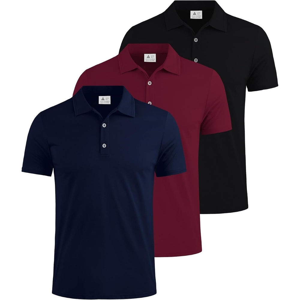 image:imageZITY 3 Pack Polo Shirts for Men Short Sleeve Daily Casual Performance Golf ShirtsBlackRedNavy