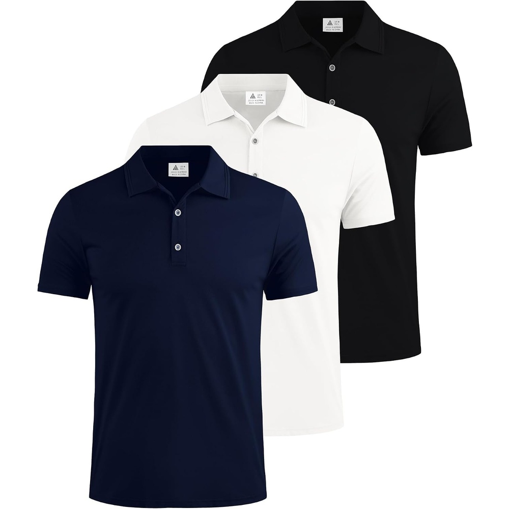 image:imageZITY 3 Pack Polo Shirts for Men Short Sleeve Daily Casual Performance Golf ShirtsBlackWhiteNavy