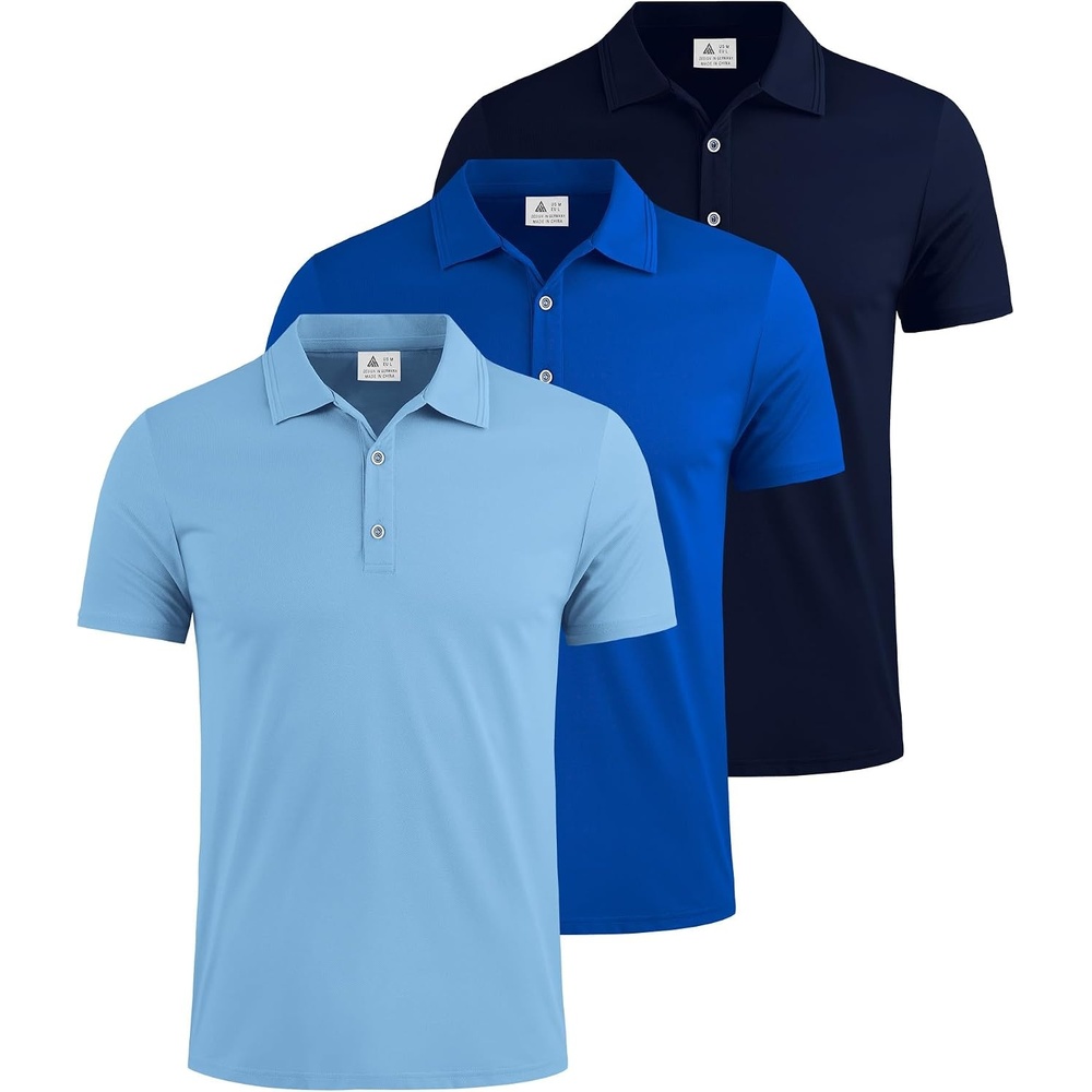 image:imageZITY 3 Pack Polo Shirts for Men Short Sleeve Daily Casual Performance Golf ShirtsNavyRoyal BlueSky Blue