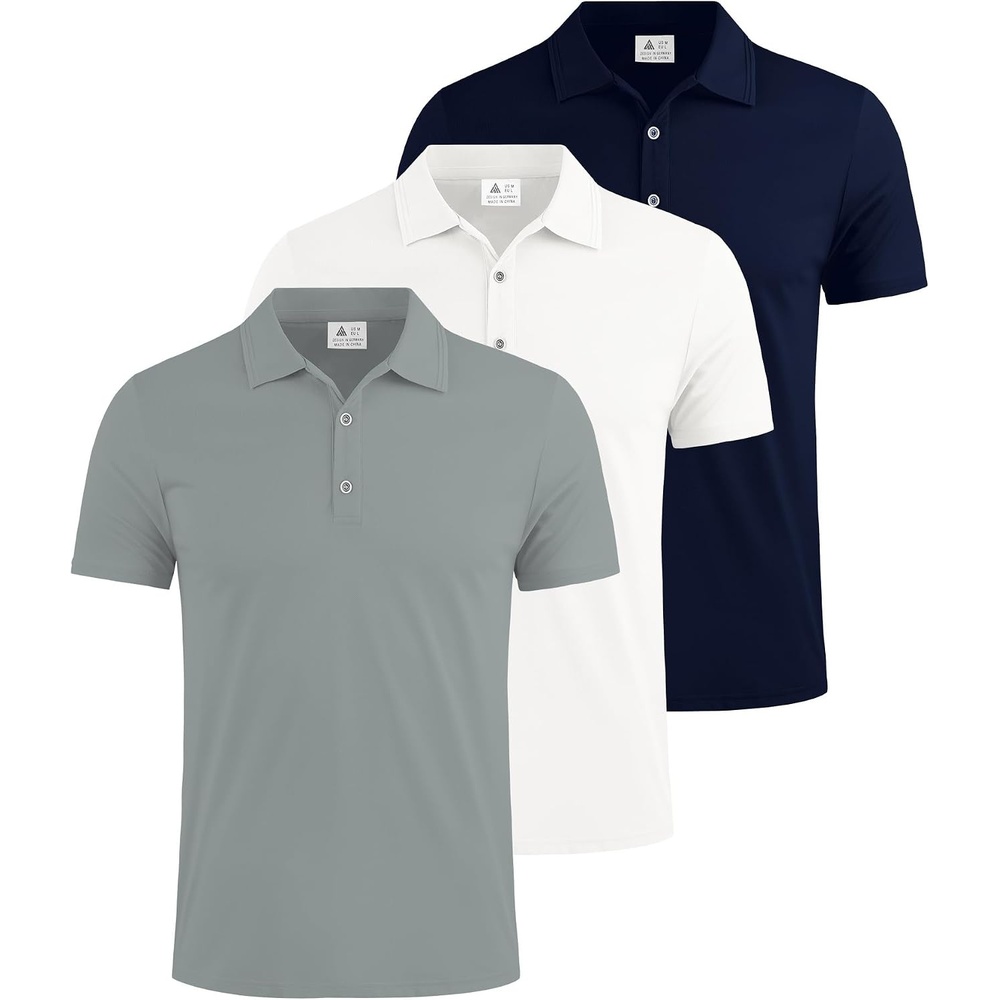 image:imageZITY 3 Pack Polo Shirts for Men Short Sleeve Daily Casual Performance Golf ShirtsNavyWhiteGrey