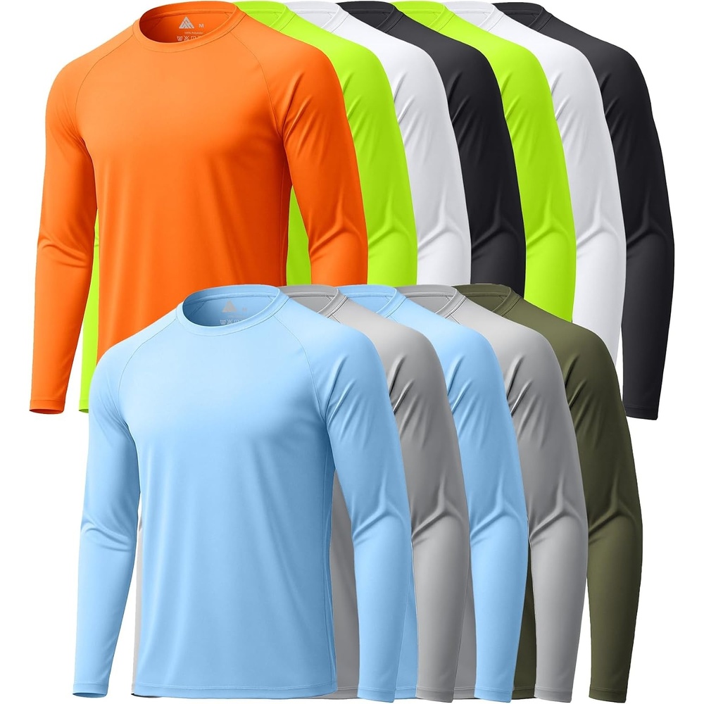 image:imageZITY 7 Pack Long Sleeve Shirts for Mens UPF 50 Fast Dry12packblack2White2Lightgray2Lightblue2Neongreen2Armygreen1Hunterorange1