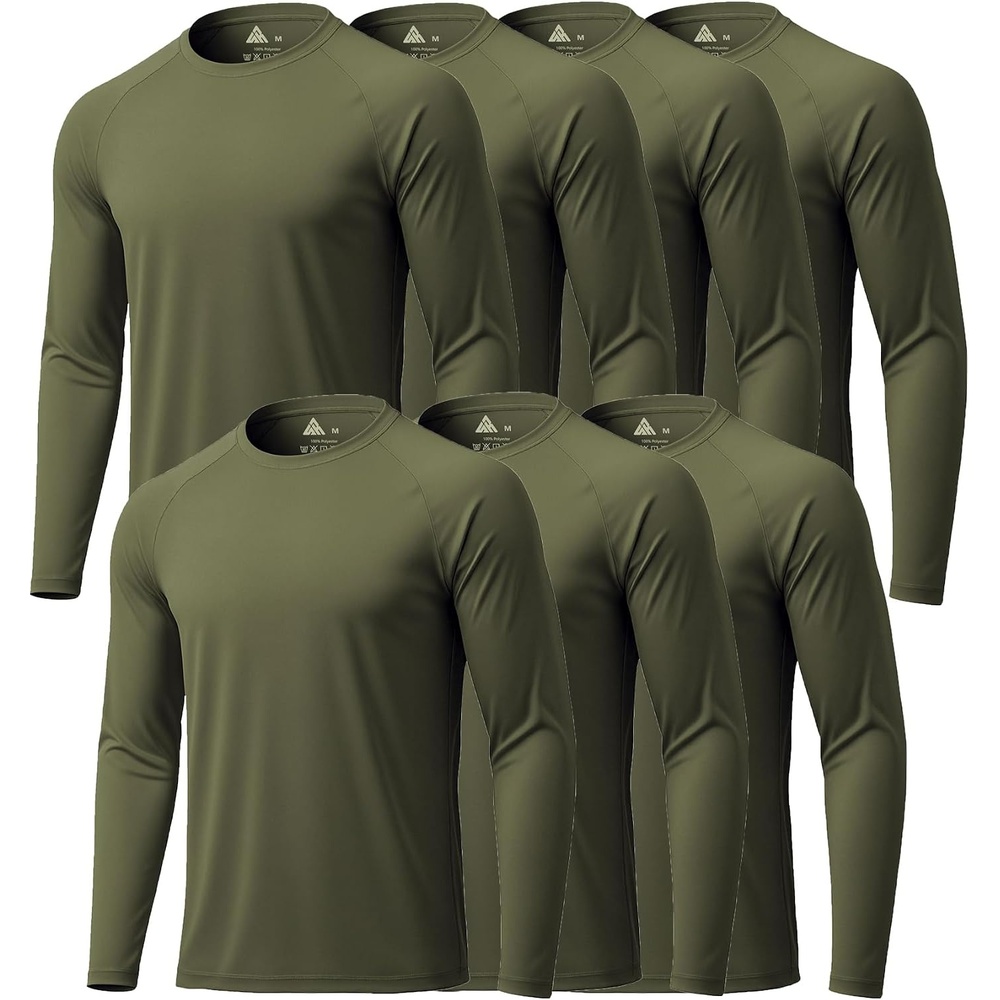 image:imageZITY 7 Pack Long Sleeve Shirts for Mens UPF 50 Fast Dry7packarmygreen