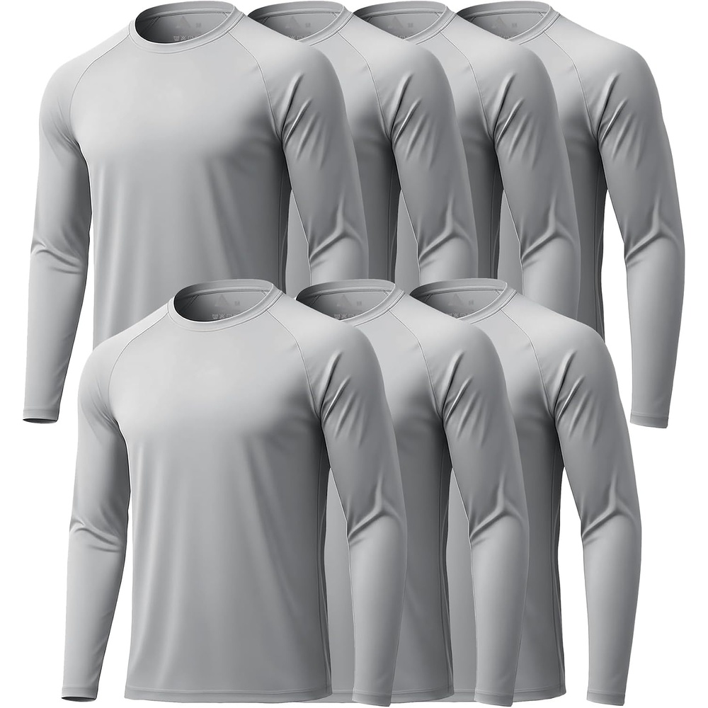 image:imageZITY 7 Pack Long Sleeve Shirts for Mens UPF 50 Fast Dry7packlight Gray