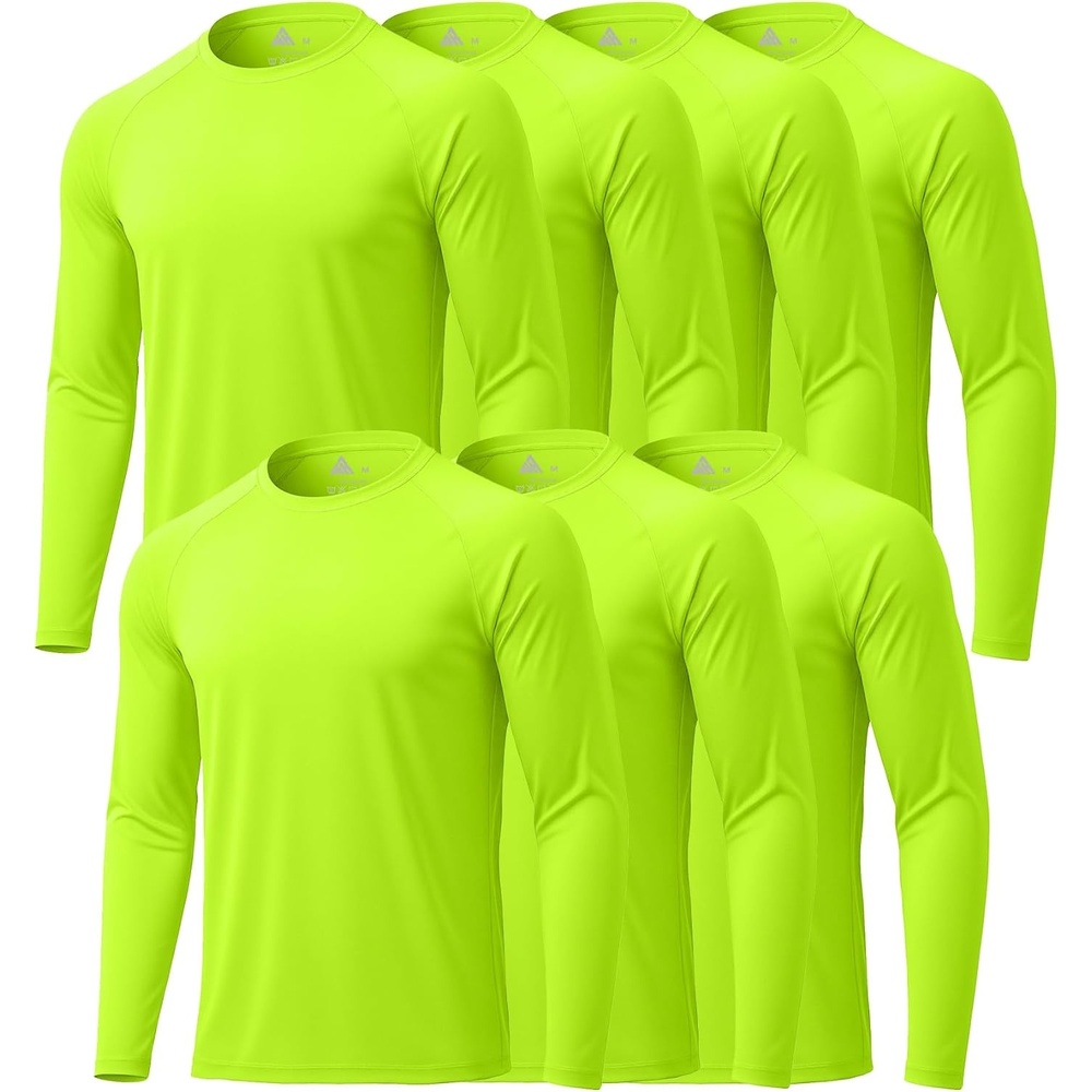 image:imageZITY 7 Pack Long Sleeve Shirts for Mens UPF 50 Fast Dry7packsafetygreenNeongreen