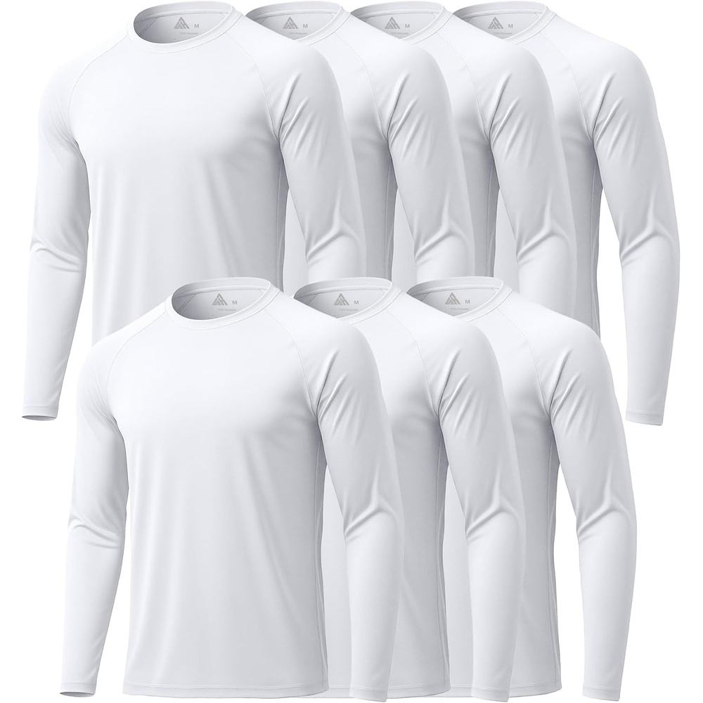 image:imageZITY 7 Pack Long Sleeve Shirts for Mens UPF 50 Fast Dry7packwhite