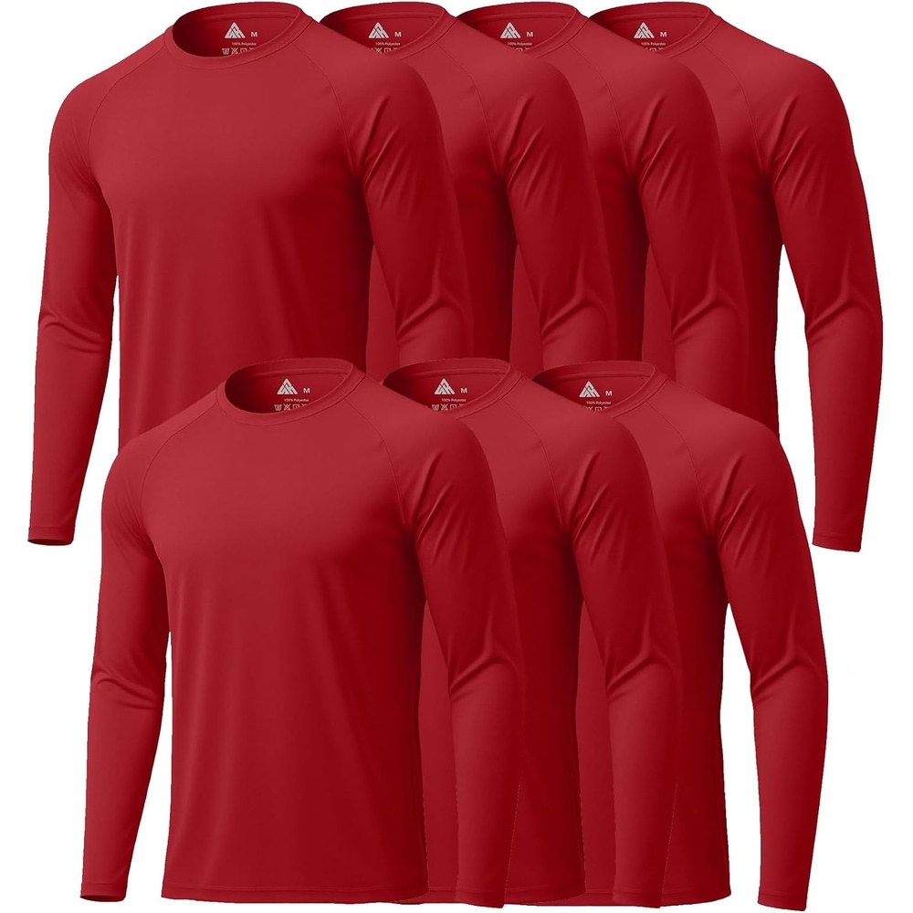 image:imageZITY 7 Pack Long Sleeve Shirts for Mens UPF 50 Fast Dry7packwine Red