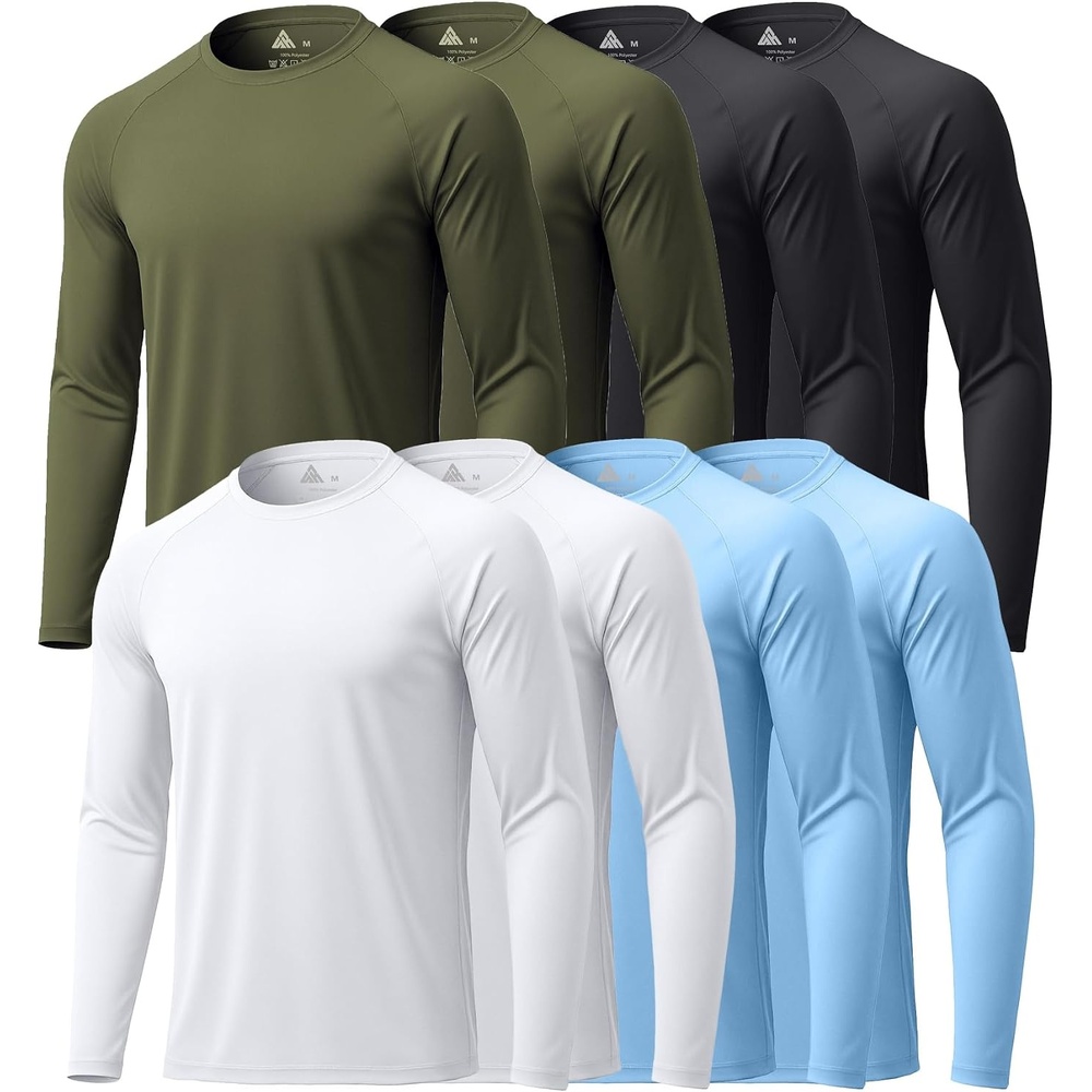 image:imageZITY 7 Pack Long Sleeve Shirts for Mens UPF 50 Fast Dry8packarmygreen2Lightblue2White2Black2