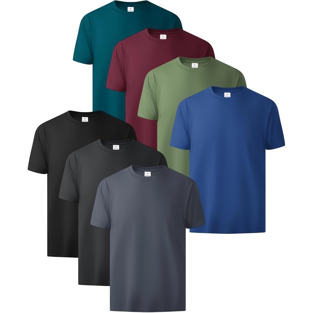 image:imageZITY 7 Pack Mens Cotton T Shirts Short Sleeve Tshirts for Men Crew Neck Basic Tee Summer Casual Shirts Multipack7 Packblack Dark Grey Grey Wine Red Blue Green Dark Teal Blue