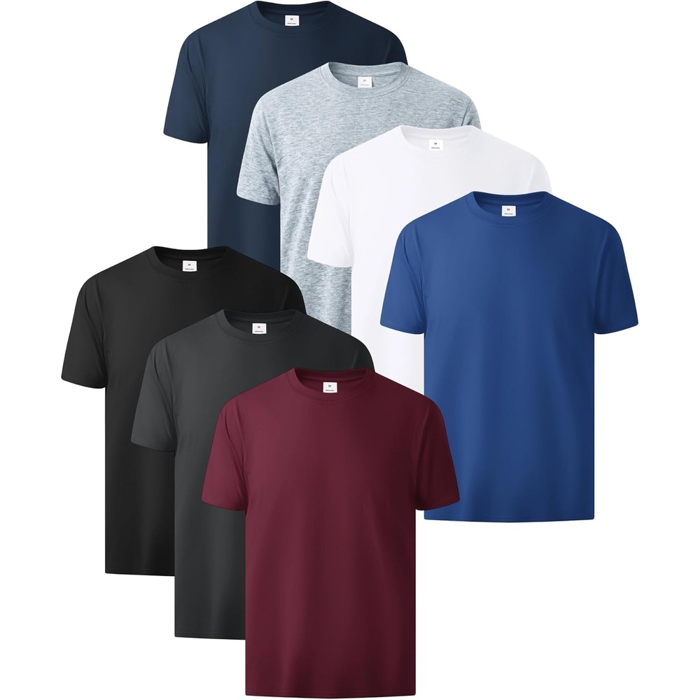 image:imageZITY 7 Pack Mens Cotton T Shirts Short Sleeve Tshirts for Men Crew Neck Basic Tee Summer Casual Shirts Multipack7 Packblack White Light Grey Blue Navy Dark Grey Wine Red