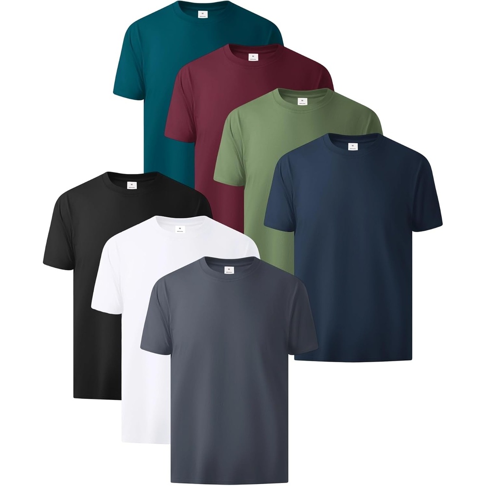 image:imageZITY 7 Pack Mens Cotton T Shirts Short Sleeve Tshirts for Men Crew Neck Basic Tee Summer Casual Shirts Multipack7 Packdark Teal Blue Grey Green Navy Wine Red Black White
