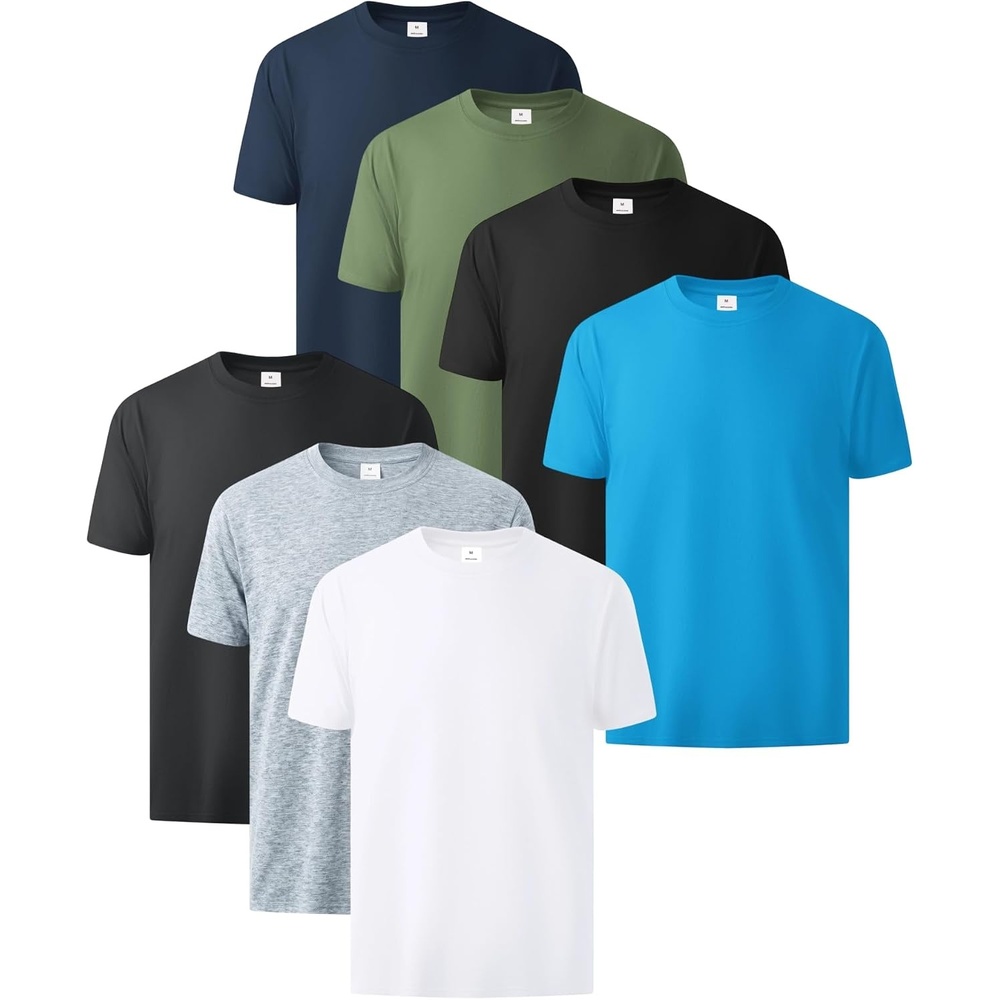 image:imageZITY 7 Pack Mens Cotton T Shirts Short Sleeve Tshirts for Men Crew Neck Basic Tee Summer Casual Shirts Multipack7 Packsky Blue Black Green Navy Dark Grey Light Grey White