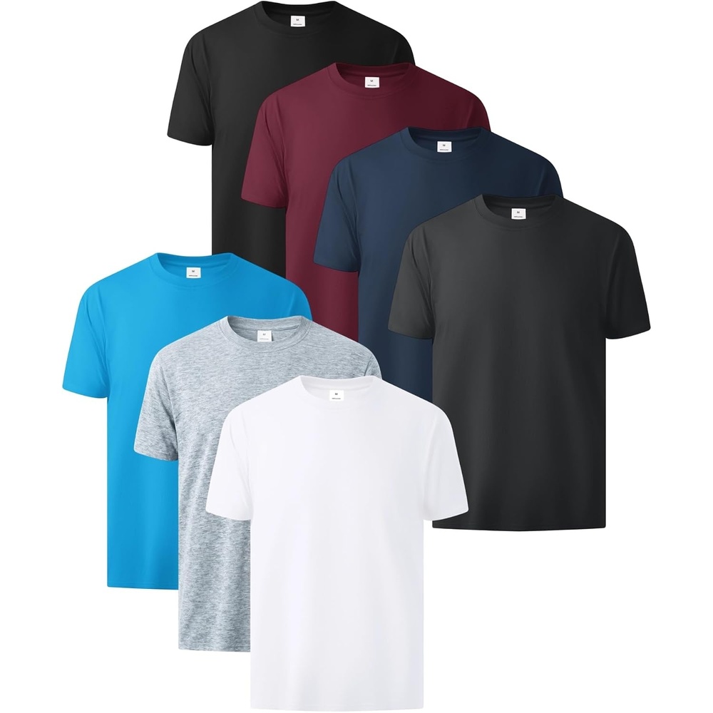 image:imageZITY 7 Pack Mens Cotton T Shirts Short Sleeve Tshirts for Men Crew Neck Basic Tee Summer Casual Shirts Multipack7 Packsky Blue Black Wine Red Navy Dark Grey Light Grey White