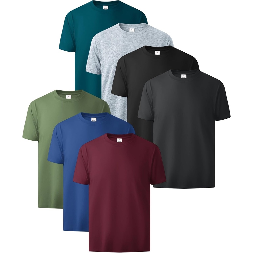 image:imageZITY 7 Pack Mens Cotton T Shirts Short Sleeve Tshirts for Men Crew Neck Basic Tee Summer Casual Shirts Multipack7 Packwine Red Blue Green Black Dark Grey Light Grey Dark Teal Blue
