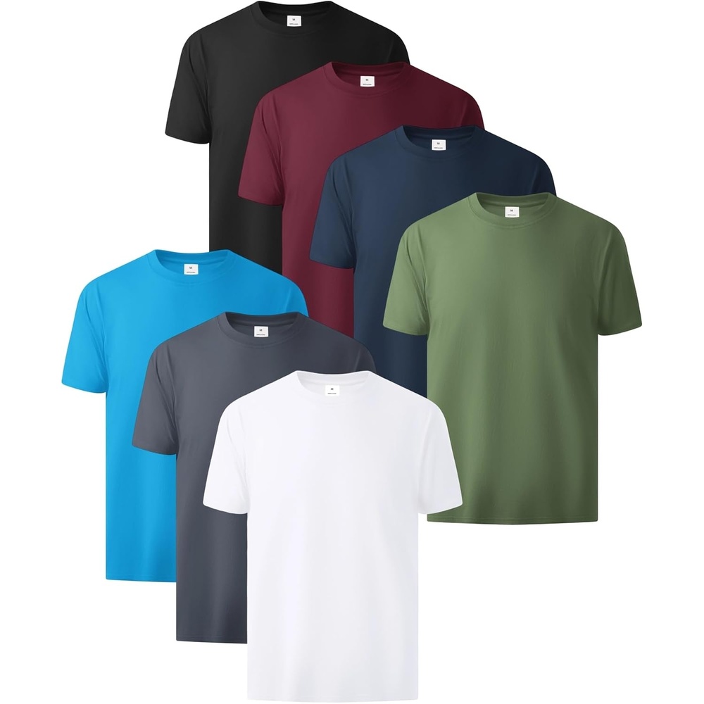 image:imageZITY 7 Pack Mens Cotton T Shirts Short Sleeve Tshirts for Men Crew Neck Basic Tee Summer Casual Shirts Multipack7 Packwine Red Sky Blue Grey White Navy Green Black
