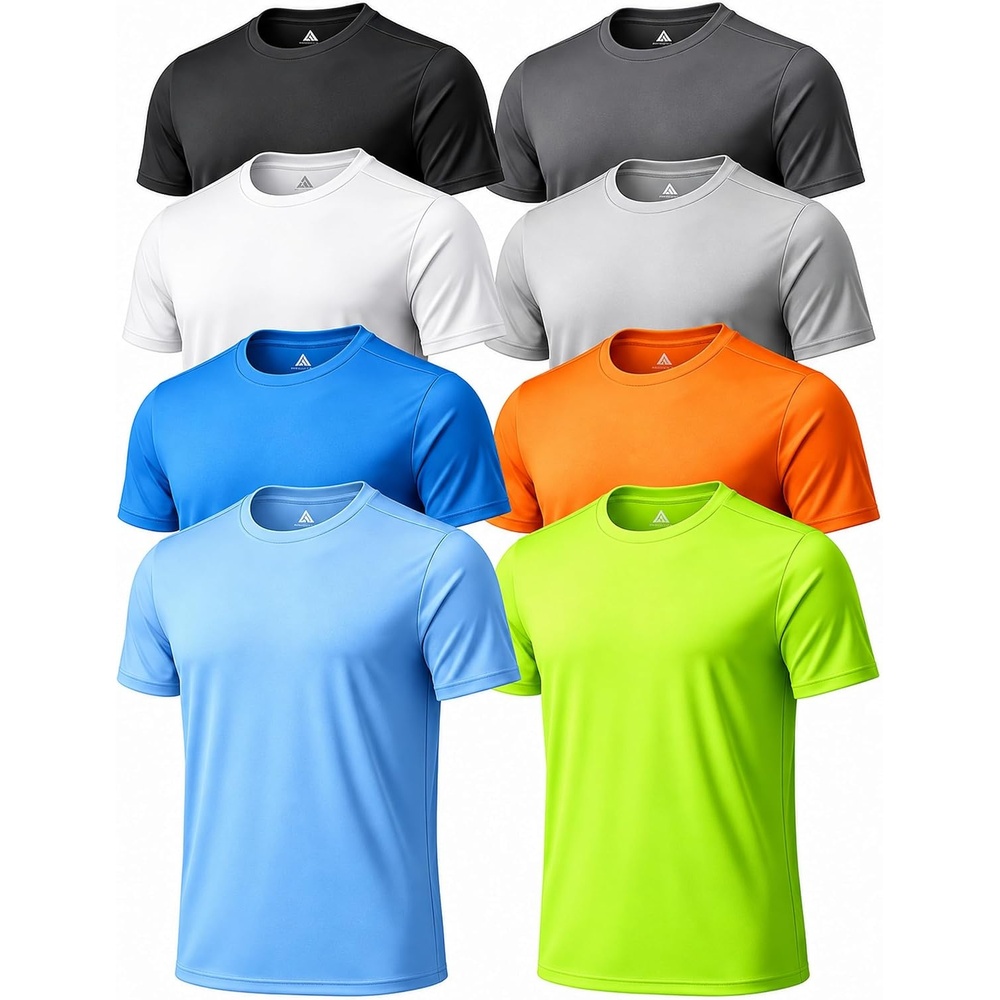 image:imageZITY 8 Pack T Shirts for Men UPF 50 Workout Shirt Fast Dry Moisture Wicking Athletic TShirts for Running Gym Swim8 Packlight Gray Light Blue White Neon Green Orange Dark Gray Black Sky Blue