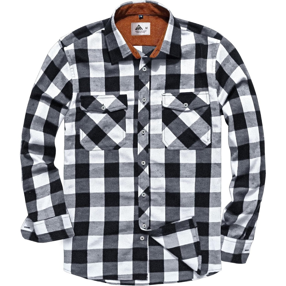 image:imageZITY Mens Flannel Plaid Shirts Button Down Long Sleeve with PocketY One Blackwhite