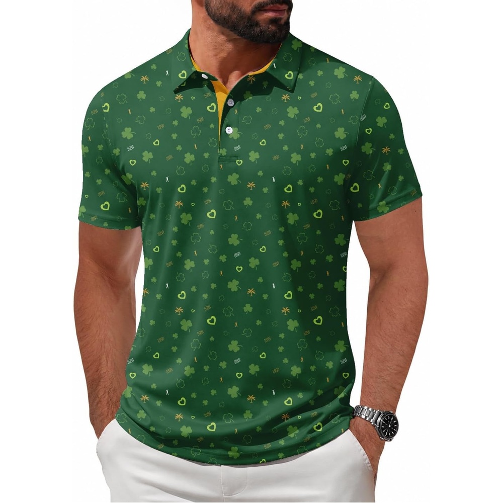 image:imageZITY Mens Golf Shirt Short Sleeve UPF 50 Athletic Casual Collared PoloBright Green