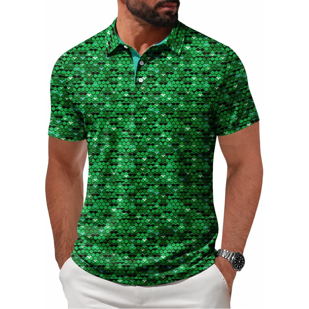 image:imageZITY Mens Golf Shirt Short Sleeve UPF 50 Athletic Casual Collared PoloGrass Green