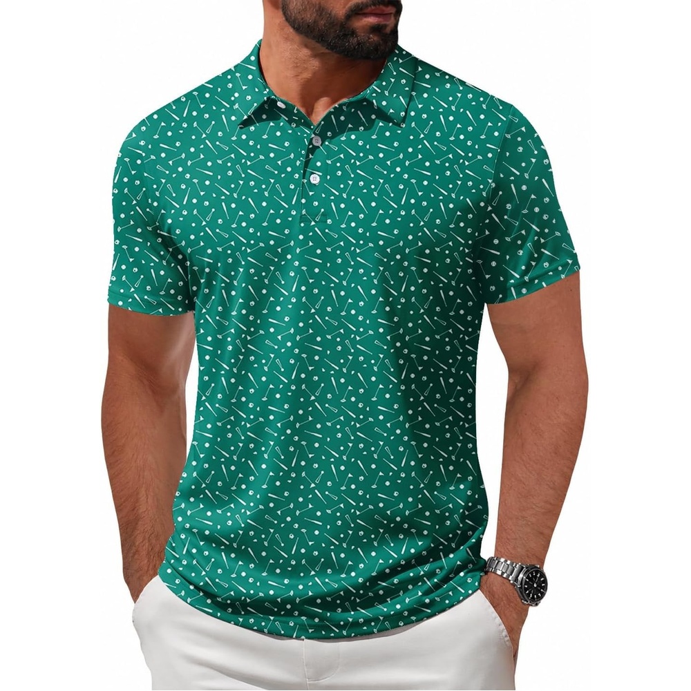 image:imageZITY Mens Golf Shirt Short Sleeve UPF 50 Athletic Casual Collared PoloGreen Golf