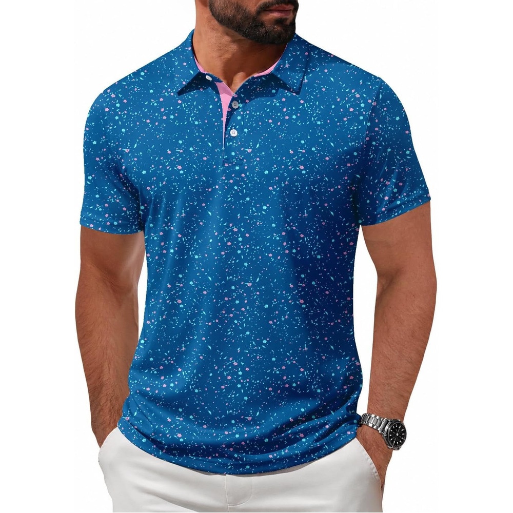 image:imageZITY Mens Golf Shirt Short Sleeve UPF 50 Athletic Casual Collared PoloIndigo