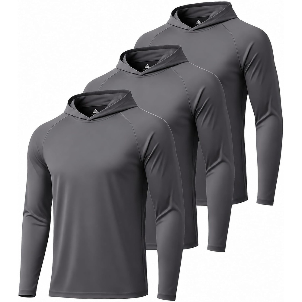 image:imageZITY Mens Lightweight Pullover Hoodie UPF 50 Fishing Shirts Sweatshirt3pcs Dark Grey