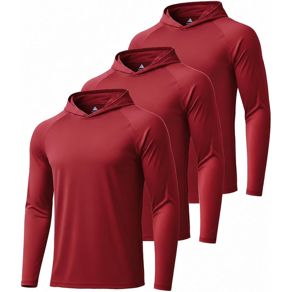 image:imageZITY Mens Lightweight Pullover Hoodie UPF 50 Fishing Shirts Sweatshirt3pcs Deep Red