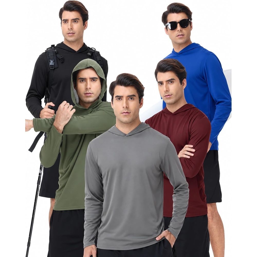image:imageZITY Mens Lightweight Pullover Sweatshirt Hoodie UPF 50 Fishing Shirts5 Packroyal Blue Olive Night Burgundy Charcoal Gray Black