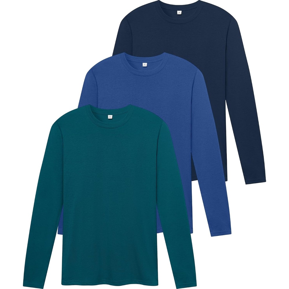 image:imageZITY Mens Long Sleeve Shirts Comfortable Basic Cotton TShirts for MenRoyalblueNavyDark Teal Blue