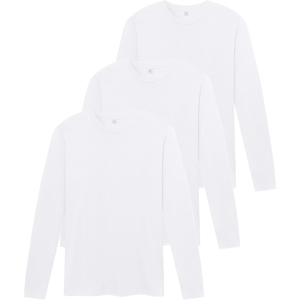 image:imageZITY Mens Long Sleeve Shirts Comfortable Basic Cotton TShirts for MenWhiteWhiteWhite