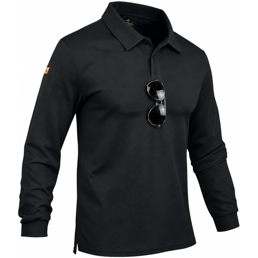 image:imageZITY Mens Polo Shirt Long Sleeve Moisture Wicking Athletic Golf PolosDeep Gray