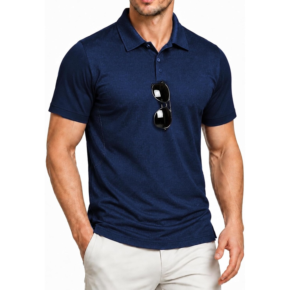 image:imageZITY Mens Polo Shirt Short Sleeve Workout Athletic Golf PolosNavy