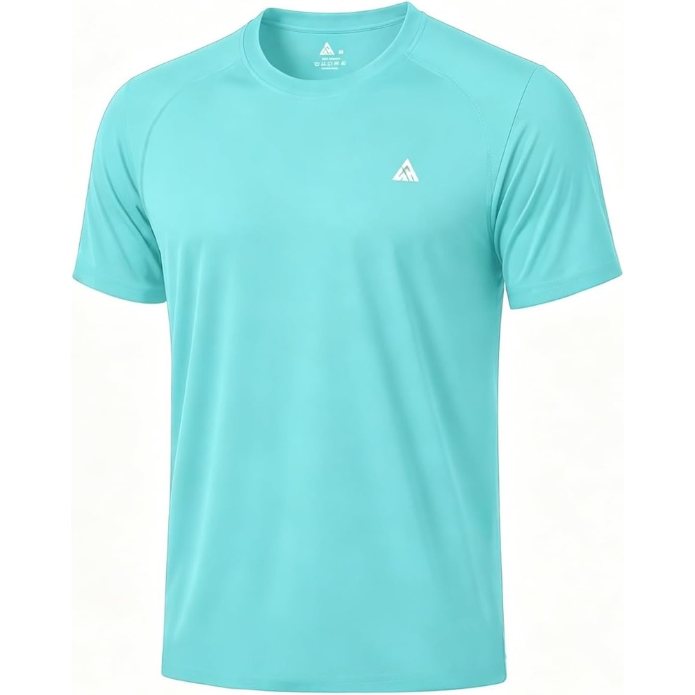 image:imageZITY Mens Workout Swim Shirts UPF 50 Rash Guard Quick Dry Short SleeveLight Blue