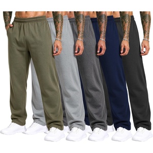 3 Pack Men’s Open Bottom Sweatpants Athletic Lounge Pants with Pockets(Armygreen+navy+black+lightgrey+darkgrey)