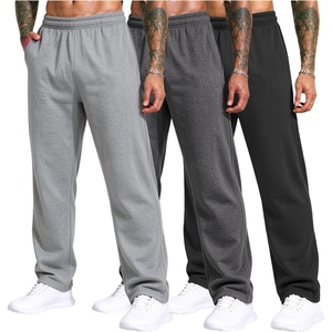 3 Pack Men’s Open Bottom Sweatpants Athletic Lounge Pants with Pockets(Black+darkgrey+lightgrey)
