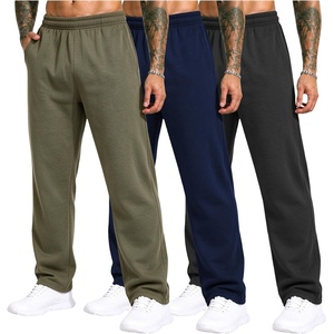 3 Pack Men’s Open Bottom Sweatpants Athletic Lounge Pants with Pockets(Black+navy+armygreen)