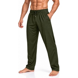 Men Mesh Athletic Sweat Pants Lightweight Open Bottom Gym Pant with Pockets(Army Green)