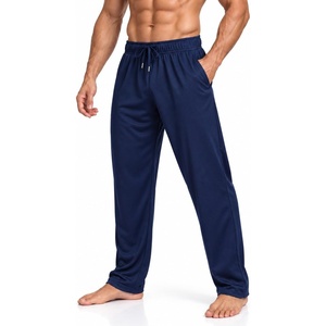 Men Mesh Athletic Sweat Pants Lightweight Open Bottom Gym Pant with Pockets(Navy)