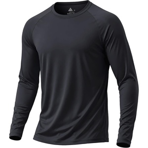 Men’s Quick Dry Athletic T-Shirts Long Sleeve UV Sun Shirts for Hiking(Black)