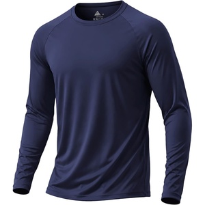 Men’s Quick Dry Athletic T-Shirts Long Sleeve UV Sun Shirts for Hiking(Dark Blue)