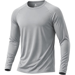 Men’s Quick Dry Athletic T-Shirts Long Sleeve UV Sun Shirts for Hiking(Light Gray)