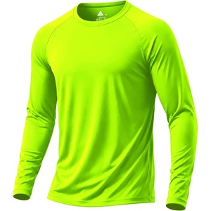 Men’s Quick Dry Athletic T-Shirts Long Sleeve UV Sun Shirts for Hiking(Neon Green)