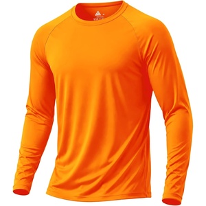 Men’s Quick Dry Athletic T-Shirts Long Sleeve UV Sun Shirts for Hiking(Orange)