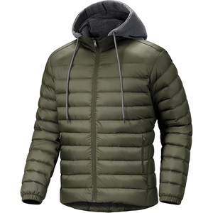 Puffer Jacket Men Lightweight Winter Coat Hooded Puffy Warm Jacket(Army Green)