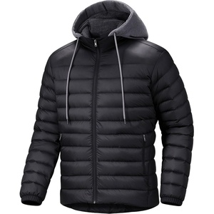 Puffer Jacket Men Lightweight Winter Coat Hooded Puffy Warm Jacket(Black)
