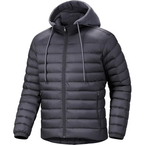 Puffer Jacket Men Lightweight Winter Coat Hooded Puffy Warm Jacket(Dark Grey)