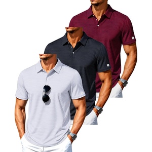 ZITY 3 Pack Mens Golf Shirt Short Sleeve Performance Striped Polo Shirts(White/Black/Red)