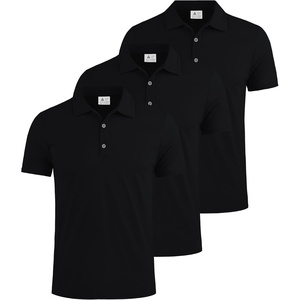 ZITY 3 Pack Polo Shirts for Men Short Sleeve Daily Casual Performance Golf Shirts(Black/Black/Black)