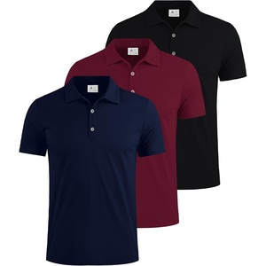 ZITY 3 Pack Polo Shirts for Men Short Sleeve Daily Casual Performance Golf Shirts(Black/Red/Navy)