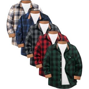 ZITY 5 Pack Men’s Flannel Shirt Long Sleeve Button Down Plaid Shirts(Dark Blue Beige+navy Blue+dark Gray+green+red)