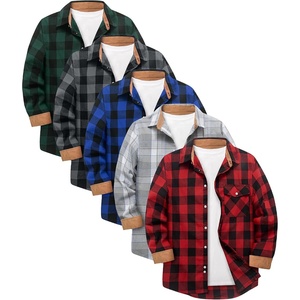 ZITY 5 Pack Men’s Flannel Shirt Long Sleeve Button Down Plaid Shirts(Green+dark Gray+blue+light Gray Grid+red)